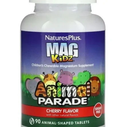 NaturesPlus, MagKidz®, Animal Parade®, жевательный магний для детей, вишня, 90 таблеток в форме животных (50 мг в 1 таблетке)
